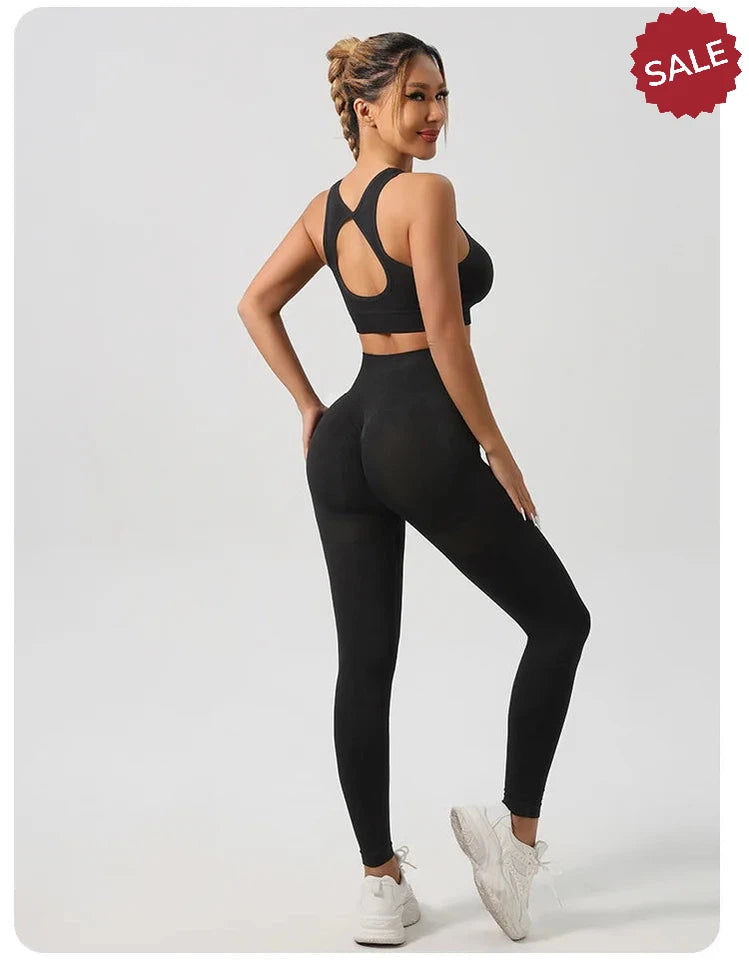 2-Piece Yoga Set: Hollow Back Sports Bra & Hip-Lifting Shorts