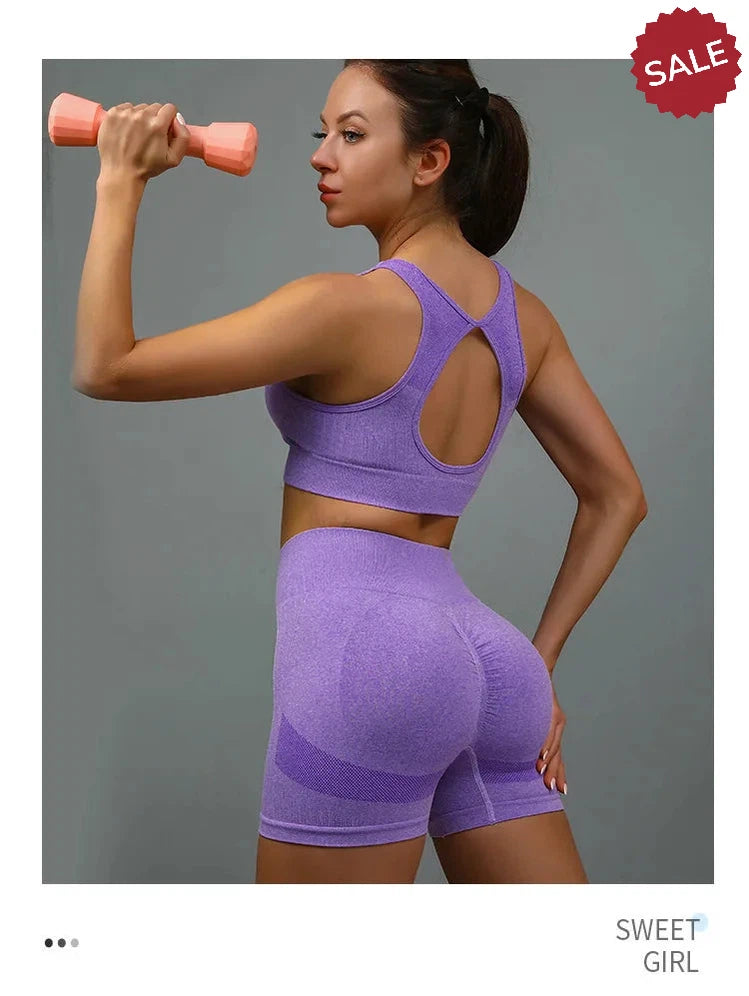 2-Piece Yoga Set: Hollow Back Sports Bra & Hip-Lifting Shorts