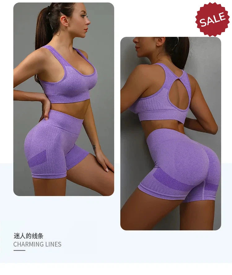 2-Piece Yoga Set: Hollow Back Sports Bra & Hip-Lifting Shorts