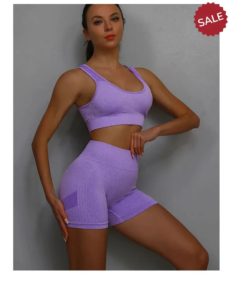 2-Piece Yoga Set: Hollow Back Sports Bra & Hip-Lifting Shorts