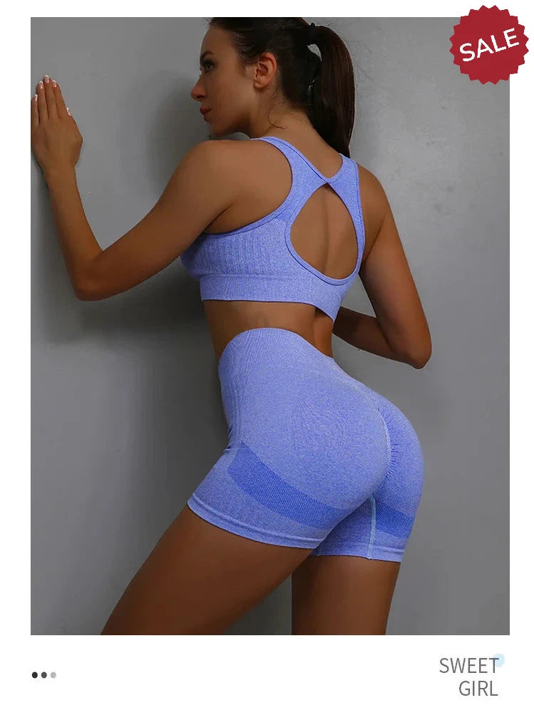 2-Piece Yoga Set: Hollow Back Sports Bra & Hip-Lifting Shorts