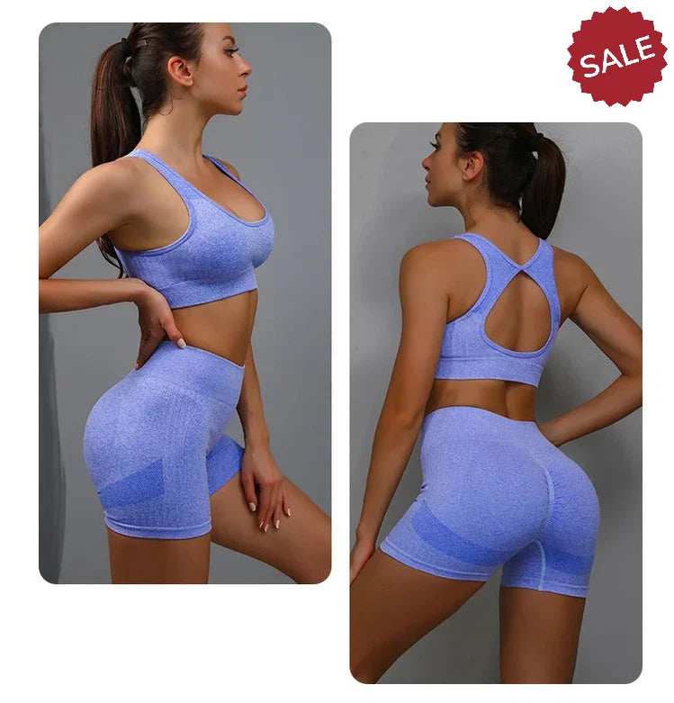 2-Piece Yoga Set: Hollow Back Sports Bra & Hip-Lifting Shorts