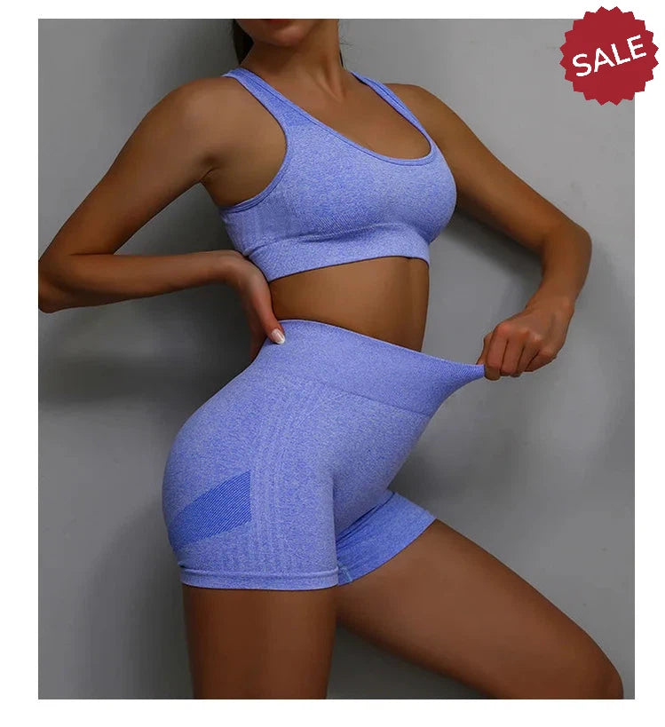 2-Piece Yoga Set: Hollow Back Sports Bra & Hip-Lifting Shorts