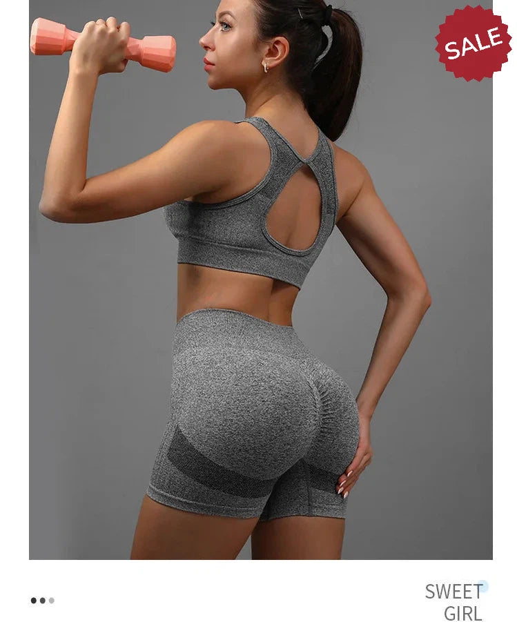 2-Piece Yoga Set: Hollow Back Sports Bra & Hip-Lifting Shorts
