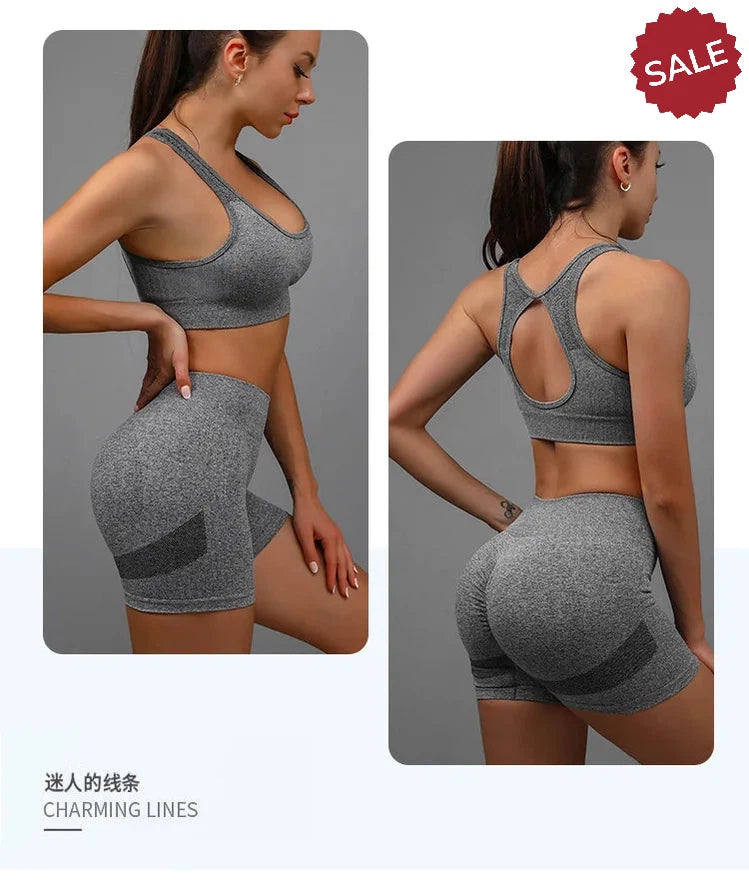 2-Piece Yoga Set: Hollow Back Sports Bra & Hip-Lifting Shorts