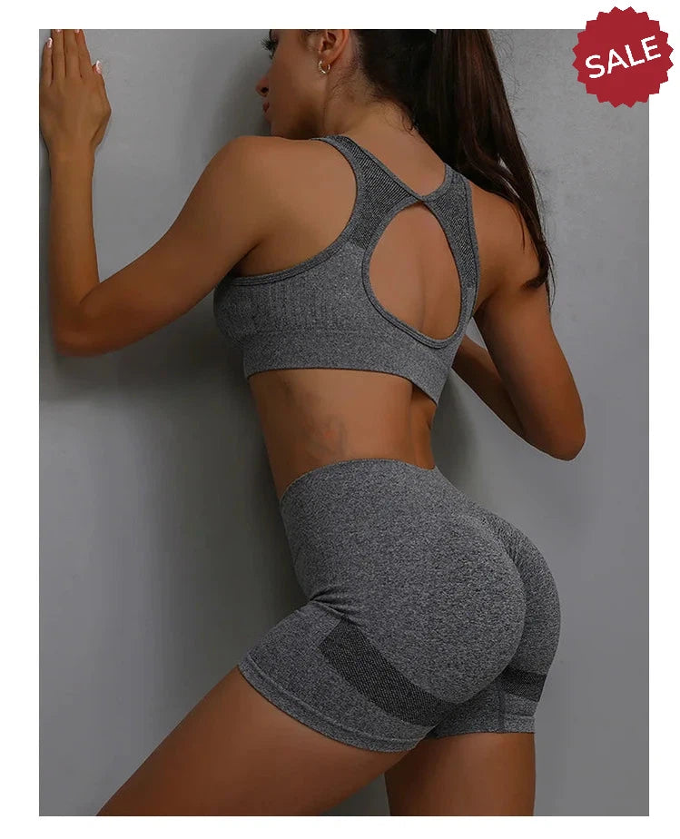 2-Piece Yoga Set: Hollow Back Sports Bra & Hip-Lifting Shorts