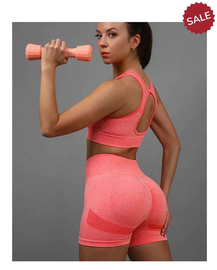 2-Piece Yoga Set: Hollow Back Sports Bra & Hip-Lifting Shorts