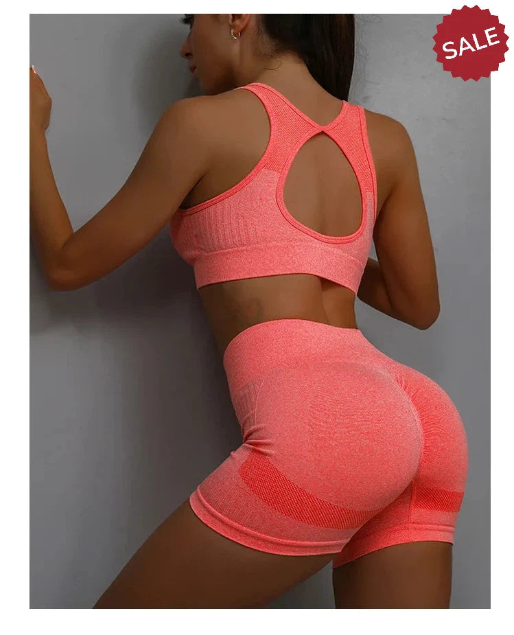 2-Piece Yoga Set: Hollow Back Sports Bra & Hip-Lifting Shorts
