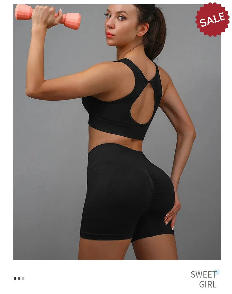 2-Piece Yoga Set: Hollow Back Sports Bra & Hip-Lifting Shorts