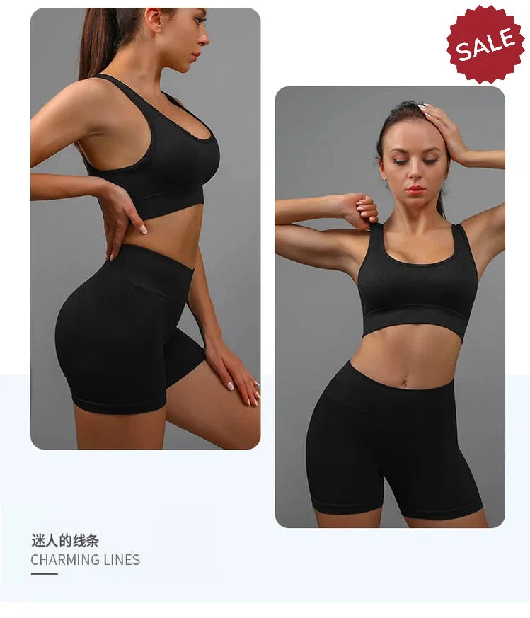 2-Piece Yoga Set: Hollow Back Sports Bra & Hip-Lifting Shorts