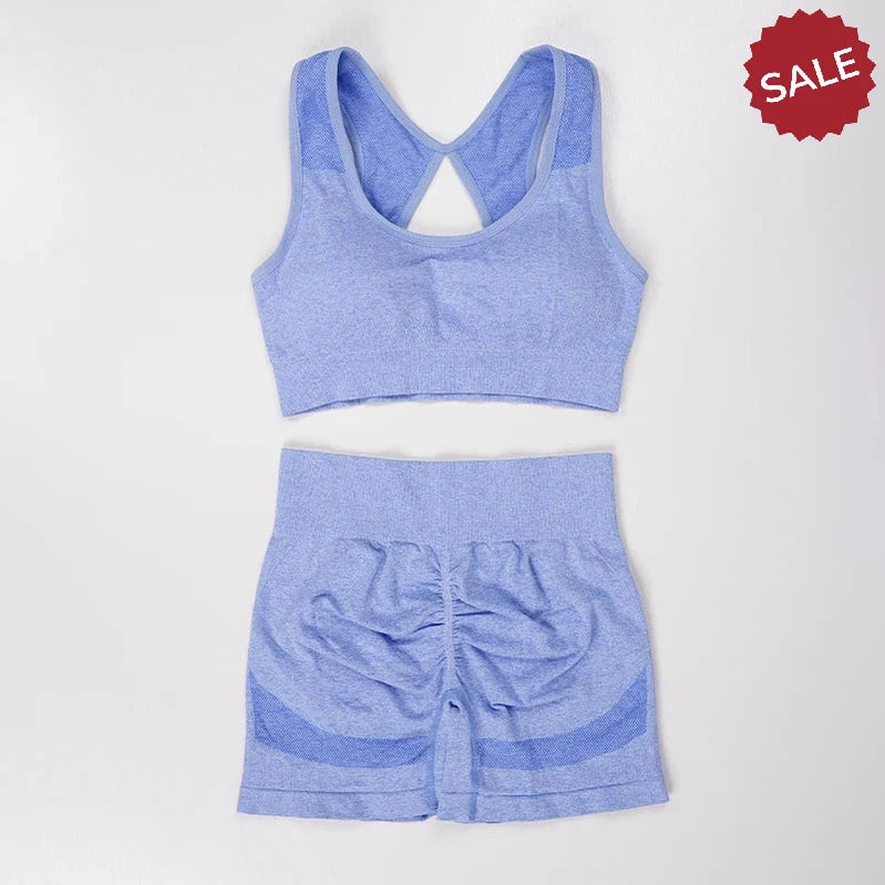 2-Piece Yoga Set: Hollow Back Sports Bra & Hip-Lifting Shorts