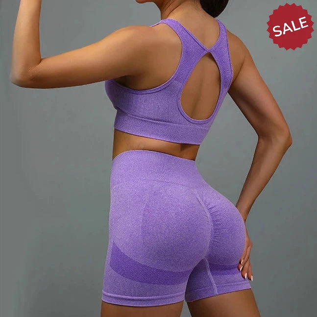 2-Piece Yoga Set: Hollow Back Sports Bra & Hip-Lifting Shorts