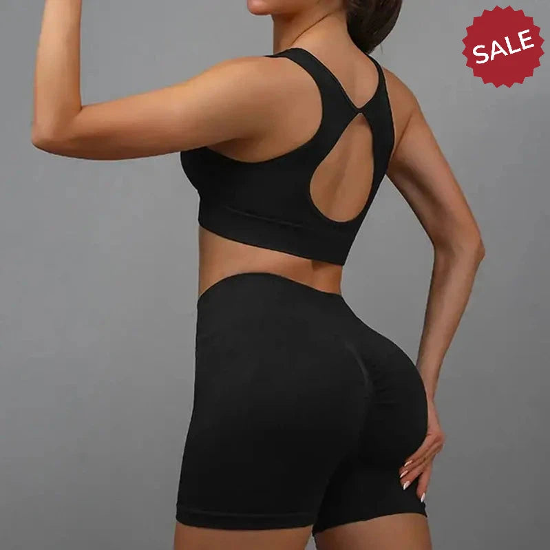2-Piece Yoga Set – Peach Hip-Lifting Sports Bra and Quick-Dry Leggings