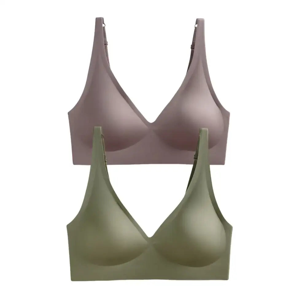 2Pcs Set Seamless Wireless Bras - Soft Padded Push-Up Lingerie, Intimate Sleepwear