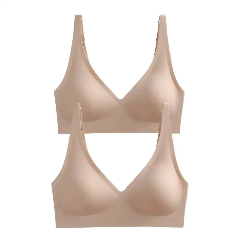 2Pcs Set Seamless Wireless Bras - Soft Padded Push-Up Lingerie, Intimate Sleepwear