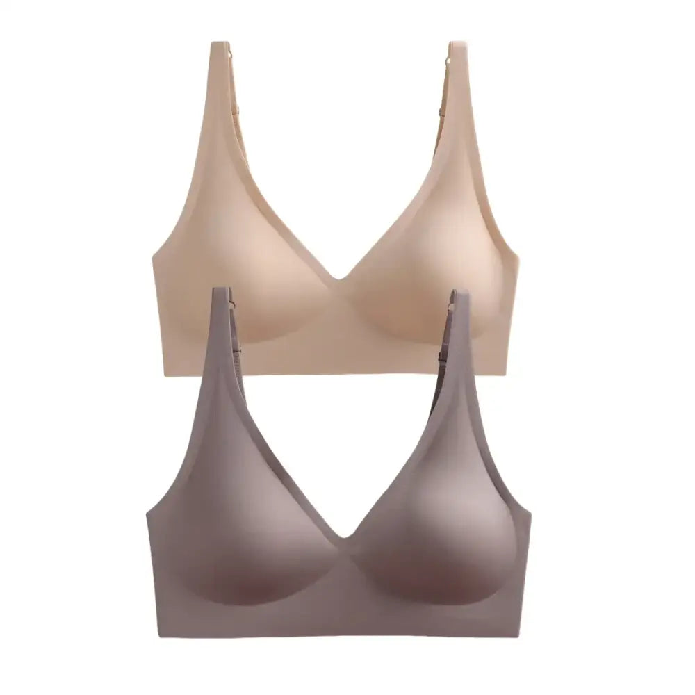 2Pcs Set Seamless Wireless Bras - Soft Padded Push-Up Lingerie, Intimate Sleepwear