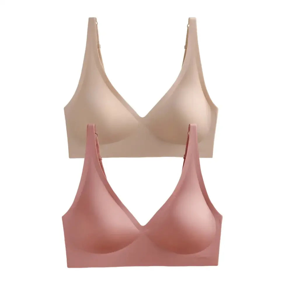 2Pcs Set Seamless Wireless Bras - Soft Padded Push-Up Lingerie, Intimate Sleepwear