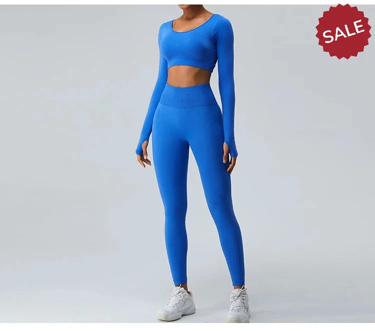 Backless Long Sleeve Seamless Gym Top for Women