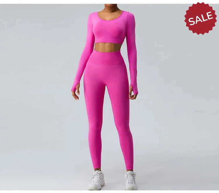Backless Long Sleeve Seamless Gym Top for Women