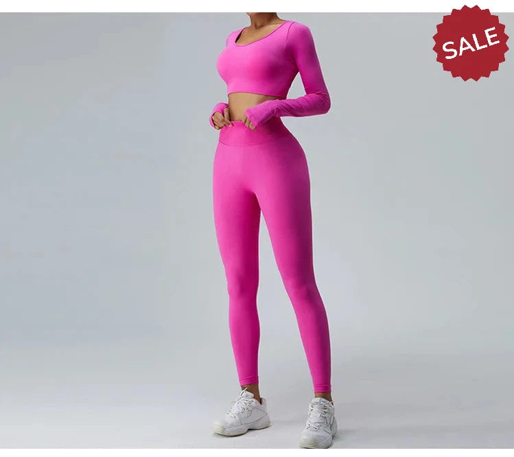 Backless Long Sleeve Seamless Gym Top for Women