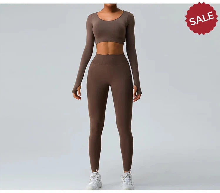 Backless Long Sleeve Seamless Gym Top for Women
