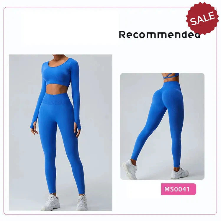 Backless Long Sleeve Seamless Gym Top for Women