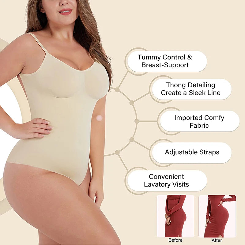 Backless Thong Bodysuit – Seamless Tummy Control Shapewear