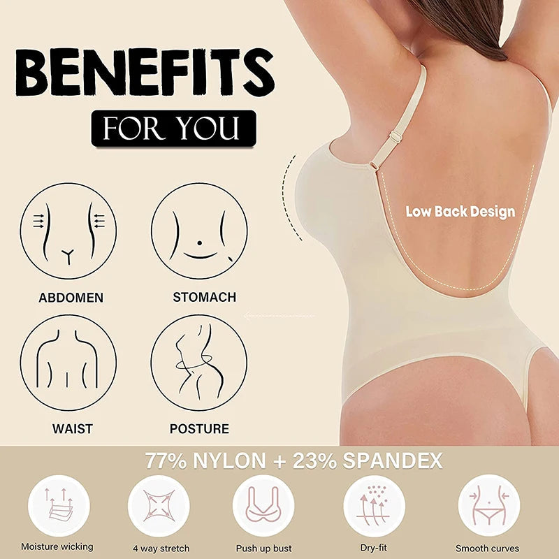 Backless Thong Bodysuit – Seamless Tummy Control Shapewear
