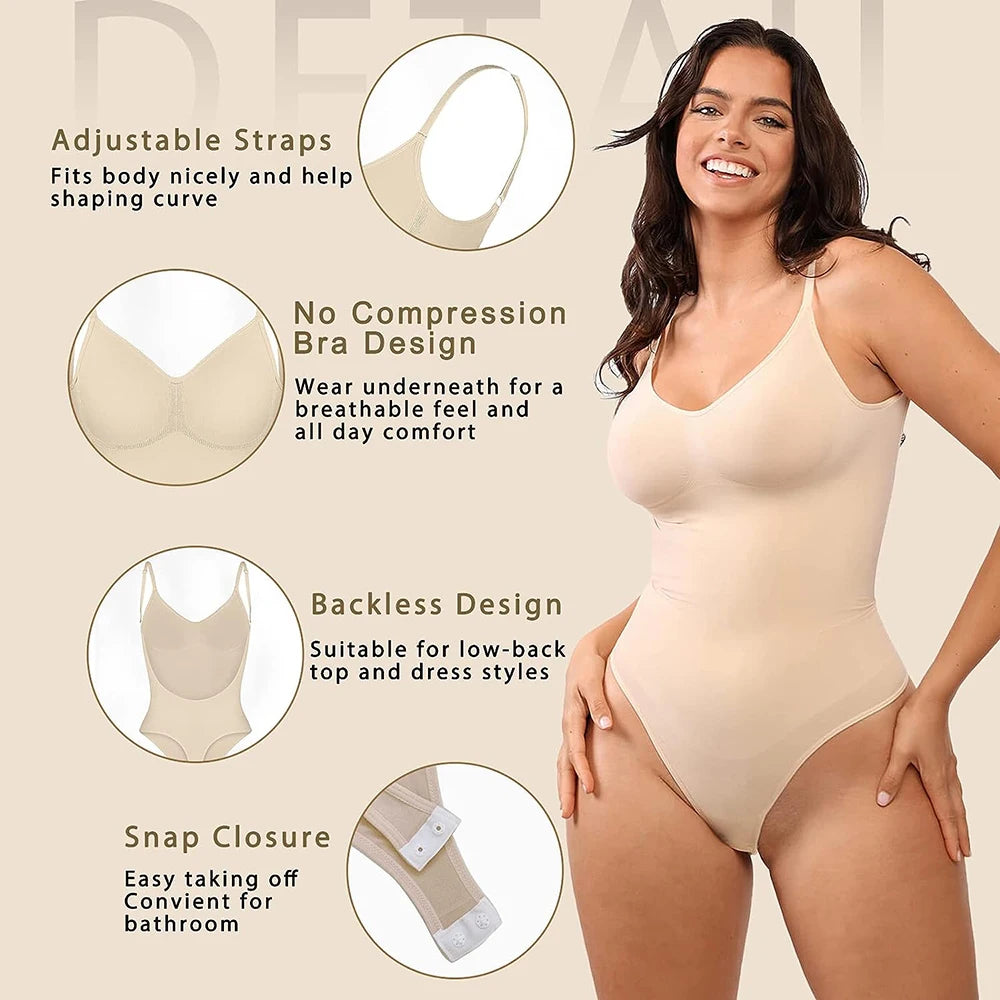 Backless Thong Bodysuit – Seamless Tummy Control Shapewear