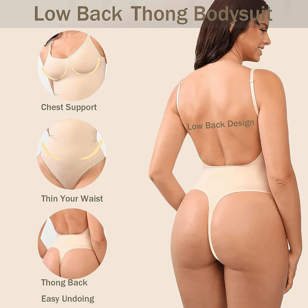 Backless Thong Bodysuit – Seamless Tummy Control Shapewear