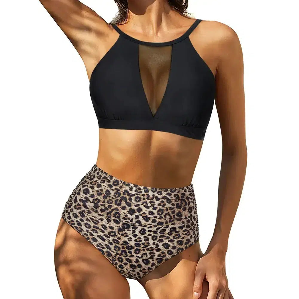 Black Mesh High Waist Bikini
