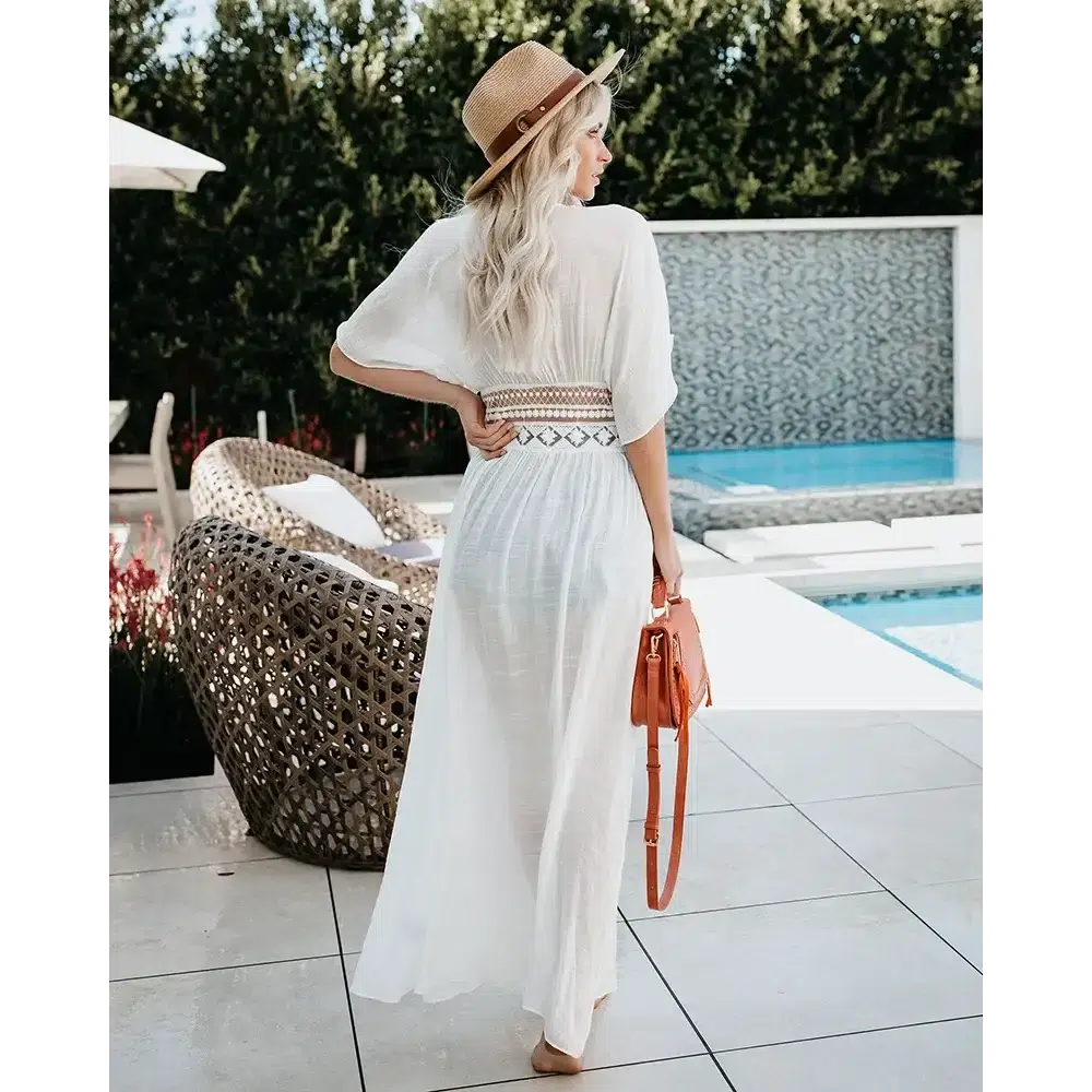 Boho White Crochet Knitted Beach Dress
