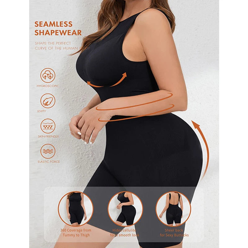 BurVogue Women’s Tummy Control Bodysuit – Mid-Thigh Butt Lifter Shapewear Shorts