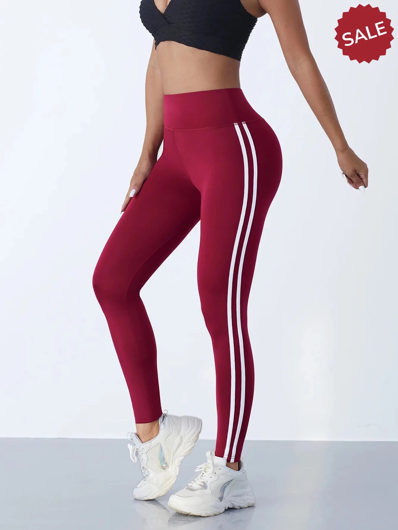 Casual Sports High-Waist Stripe Pants - Yoga Leggings