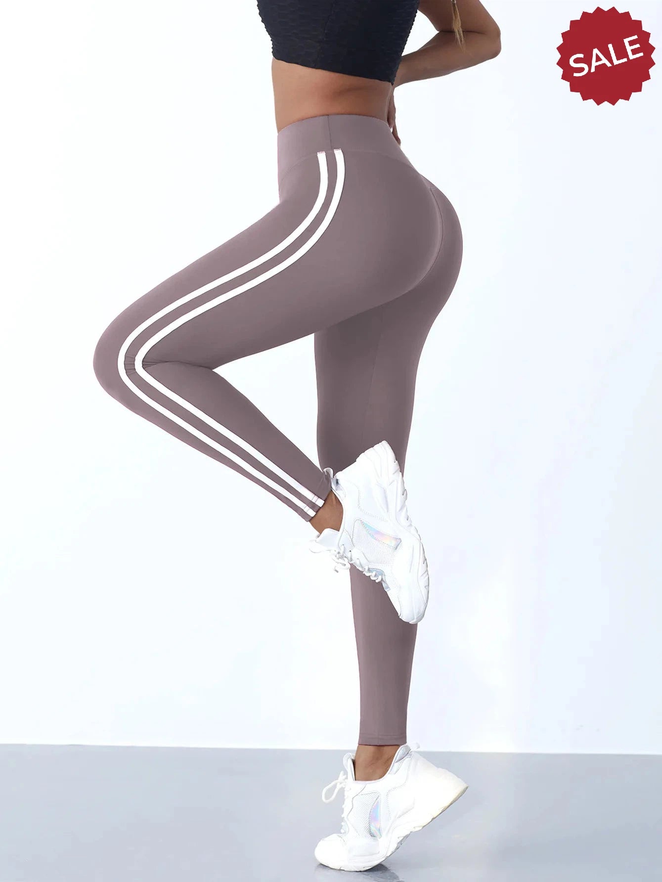 Casual Sports High-Waist Stripe Pants - Yoga Leggings