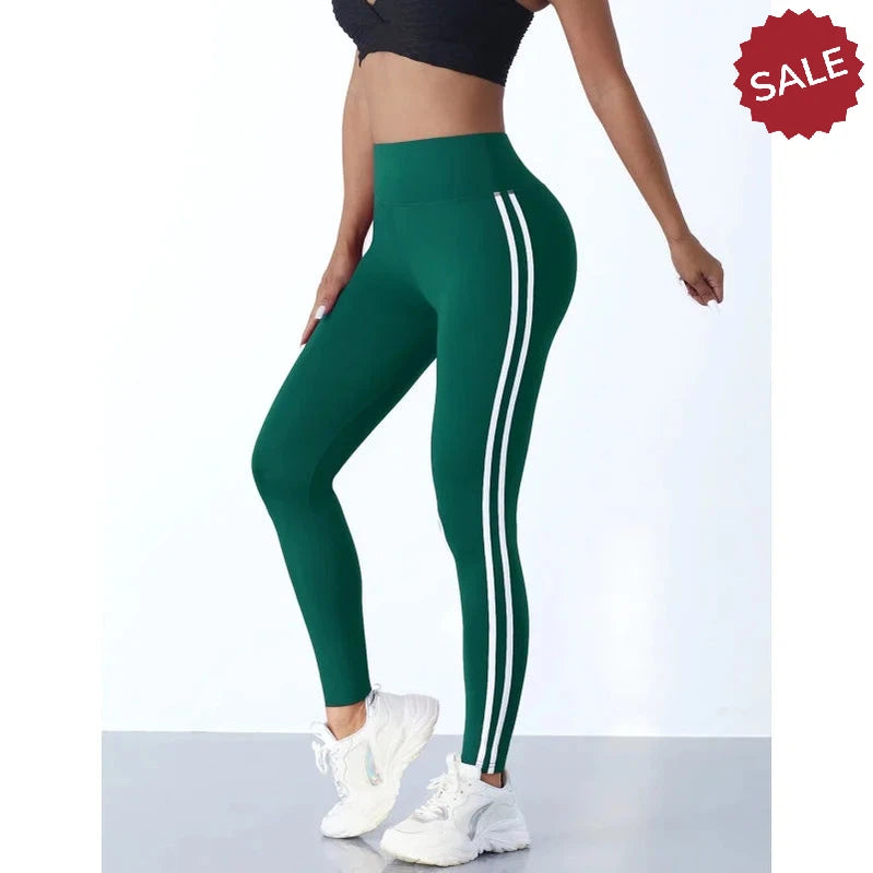 Casual Sports High-Waist Stripe Pants - Yoga Leggings