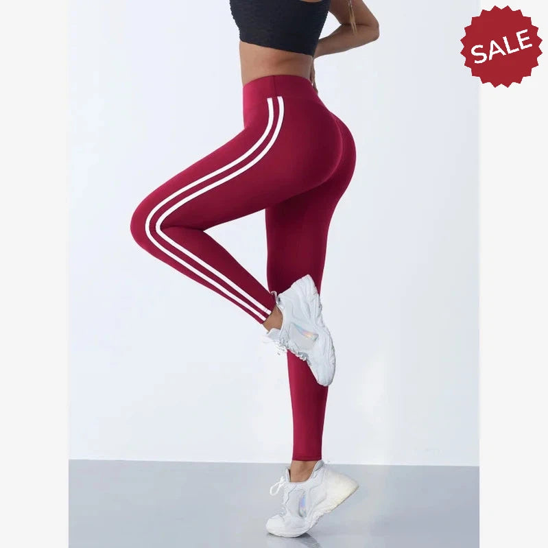 Casual Sports High-Waist Stripe Pants - Yoga Leggings
