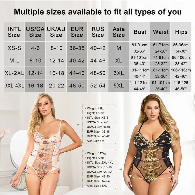 Comeondear One-Piece Floral Lingerie Bodysuit