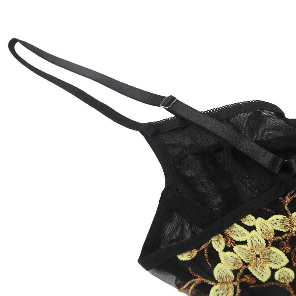 Comeondear One-Piece Floral Lingerie Bodysuit