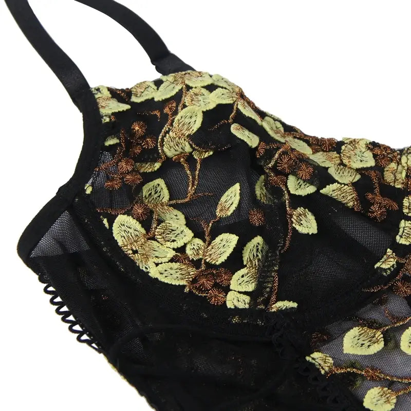 Comeondear One-Piece Floral Lingerie Bodysuit