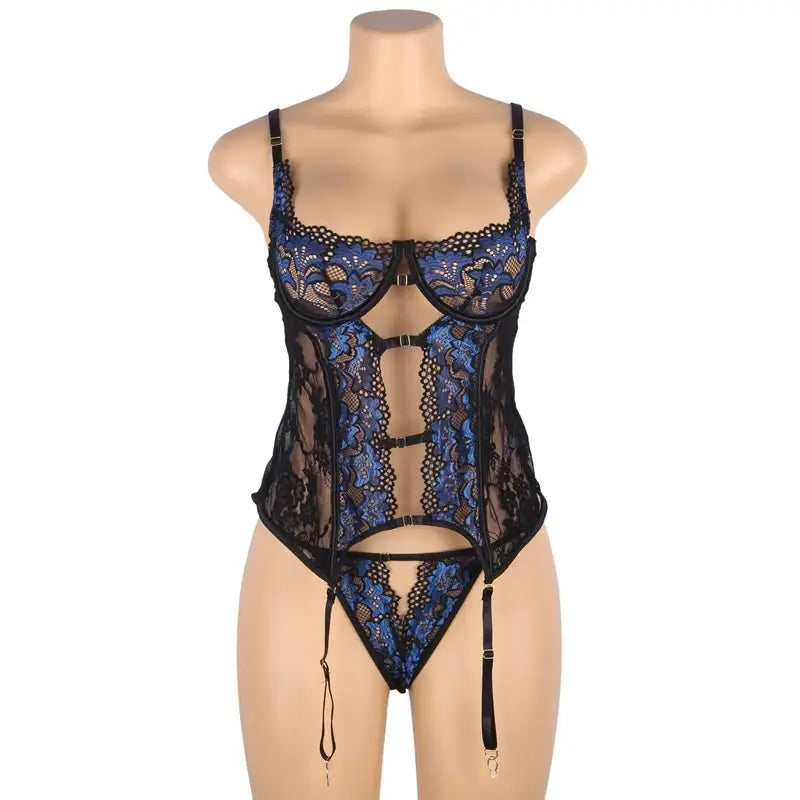 Comeondear Plus Size Lace Nightie Gown Babydoll with Garter Belt