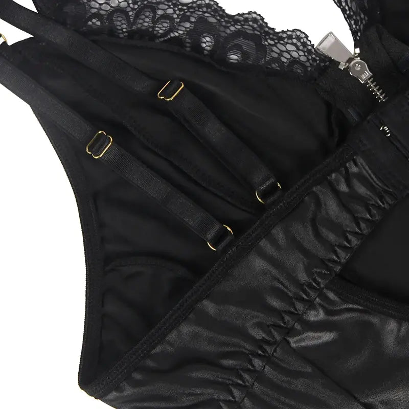 Comeondear Women Metallic Leather Nightdress Plus Size Lingerie
