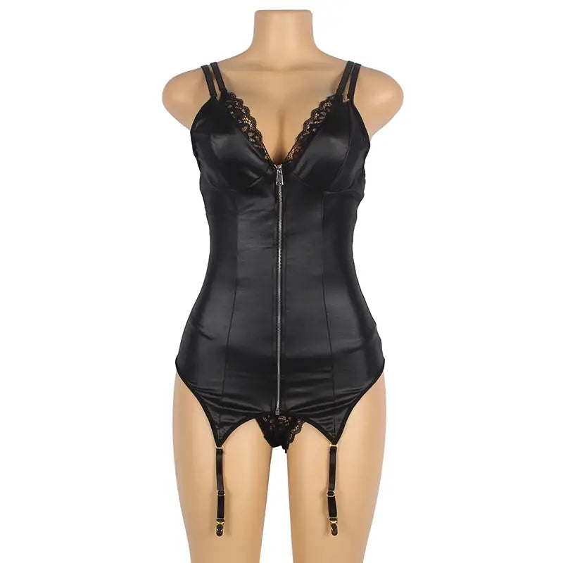 Comeondear Women Metallic Leather Nightdress Plus Size Lingerie