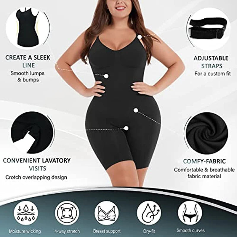 Comfort Seamless Printed Bodysuit – Plus Size Tummy Control Shapewear