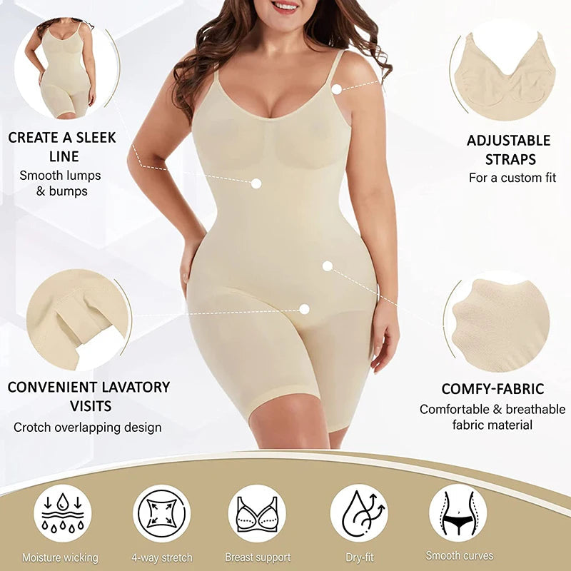 Comfort Seamless Printed Bodysuit – Plus Size Tummy Control Shapewear