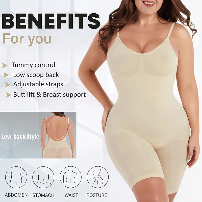 Comfort Seamless Printed Bodysuit – Plus Size Tummy Control Shapewear