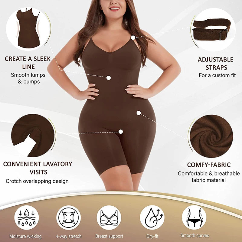 Comfort Seamless Printed Bodysuit – Plus Size Tummy Control Shapewear