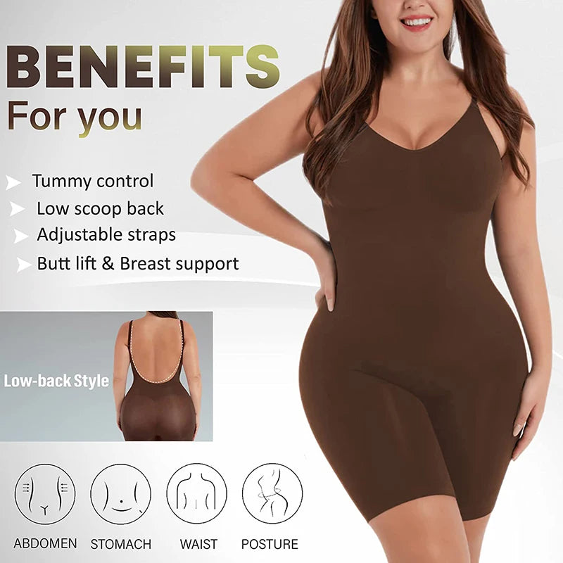 Comfort Seamless Printed Bodysuit – Plus Size Tummy Control Shapewear