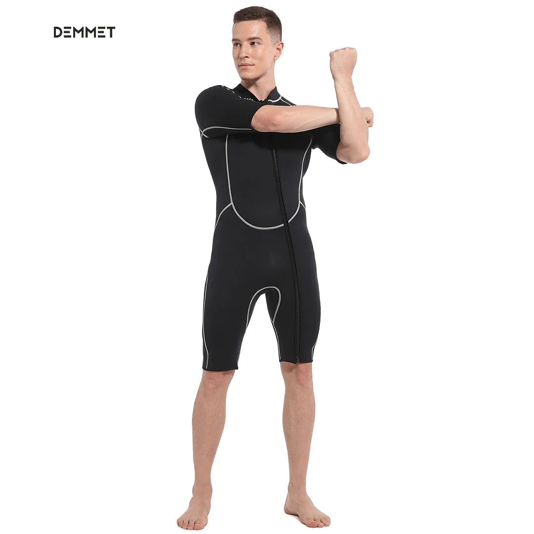DEMMET Women Men Short Sleeve Wetsuit 1.5mm Neoprene Full Body Wetsuit for Swim Surfing Snorkeling Spearfishing Sailing Water