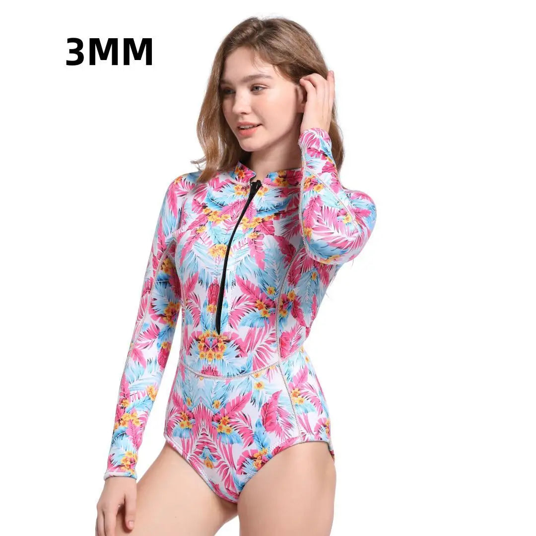 DEMMET Women’s 1.5MM/3MM Neoprene Diving Suit – Long Sleeve Bikini Swimsuit